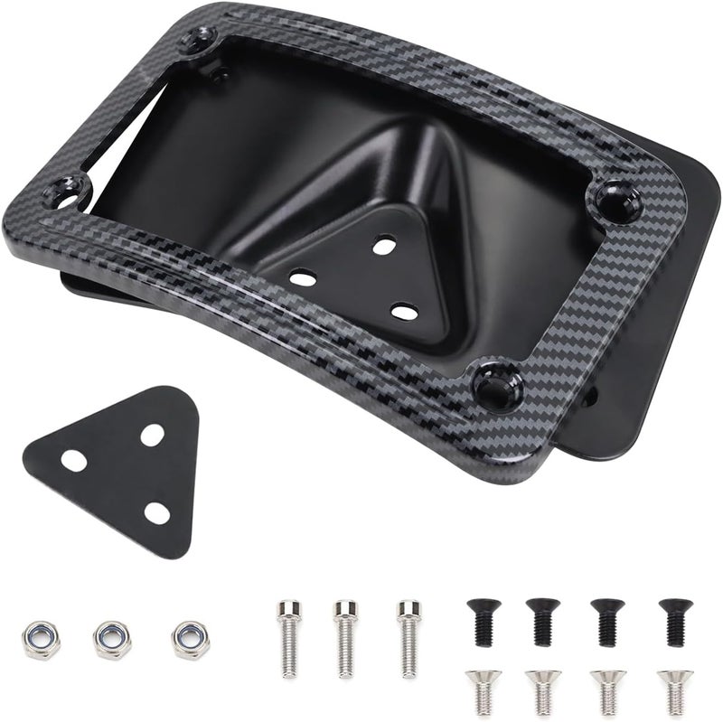 SoCiMa 3149 Upgrade Curved Laydown License Plate Mount with Frame Compatible with Harley Davidson 3 Hole Mount (Carbon Fiber) - Image 5